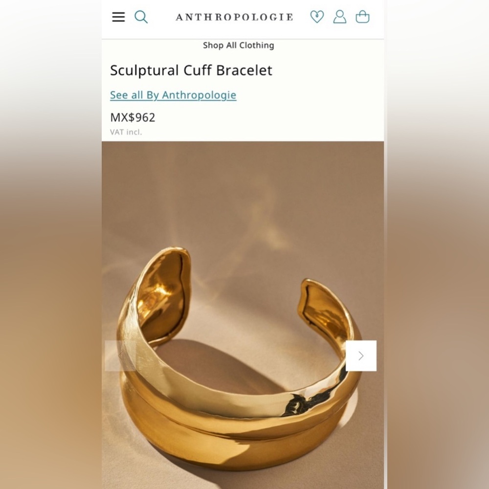Anthropologie Women’s 14K plated Gold Cuff Bracelet - Picture 4 of 4